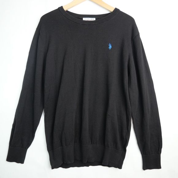 U.S. Polo Assn Men's Black Crew Neck Pullover 100% Cotton Sweater Size XL - Picture 1 of 13